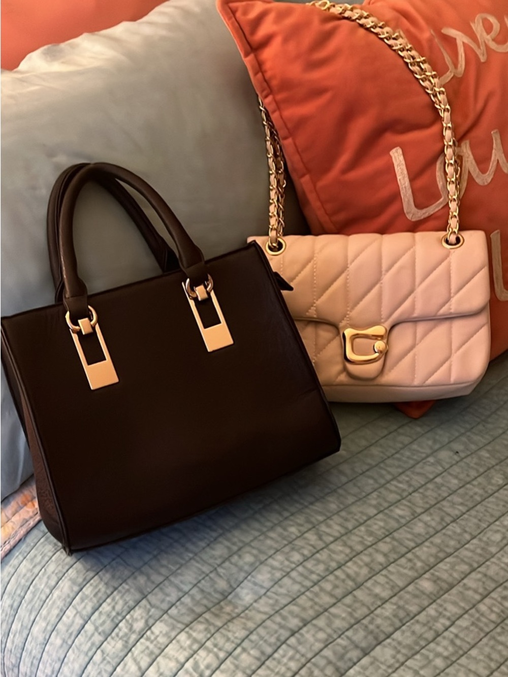 Quilted Chain-Handle Shoulder Bag in Blush Pink